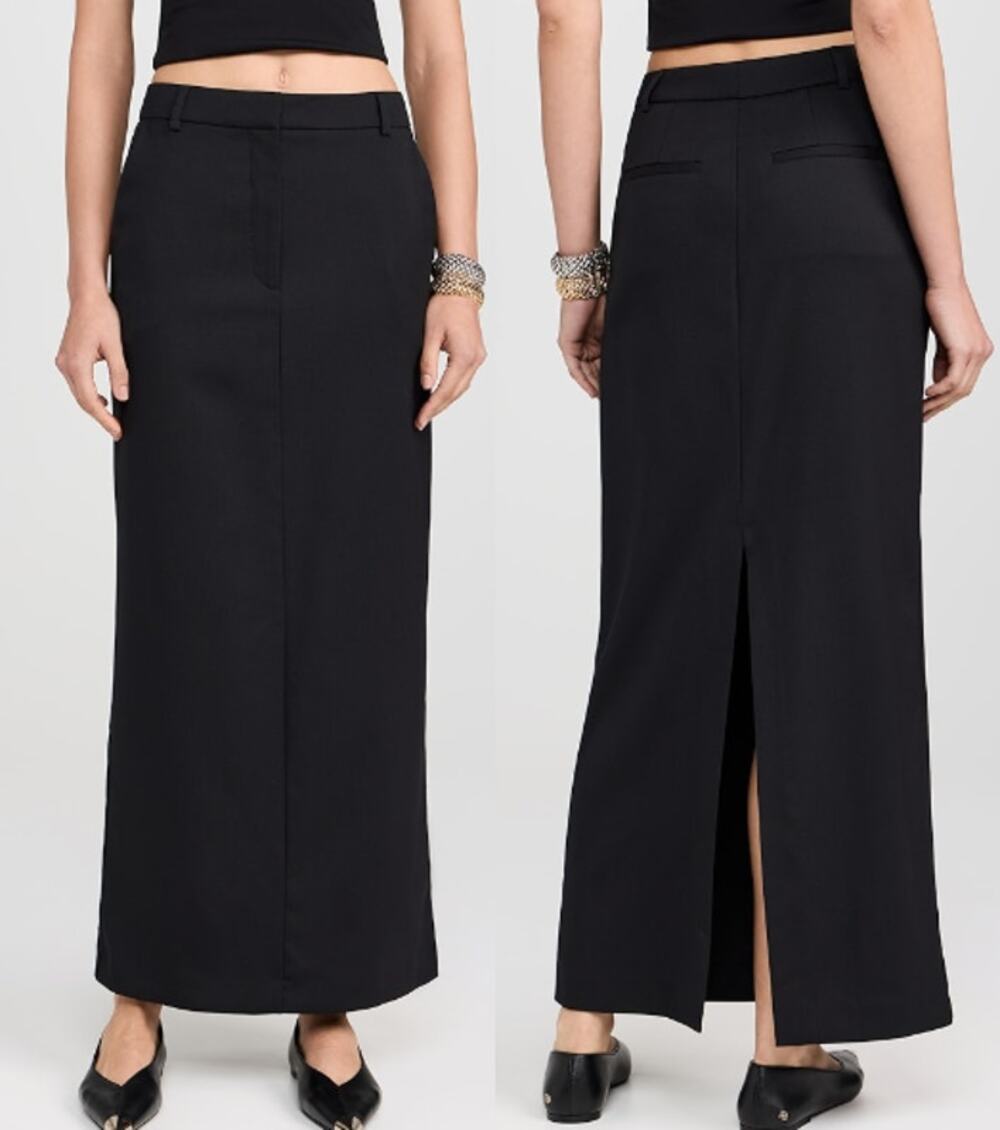 IRO Arianne High Waisted Back Slit Pencil Maxi Skirt Black Women's Size 34